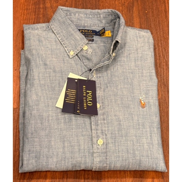 Polo Ralph Lauren Classic Fit Untucked Indigo Chambray Shirt Men's Medium $125 - Picture 12 of 16